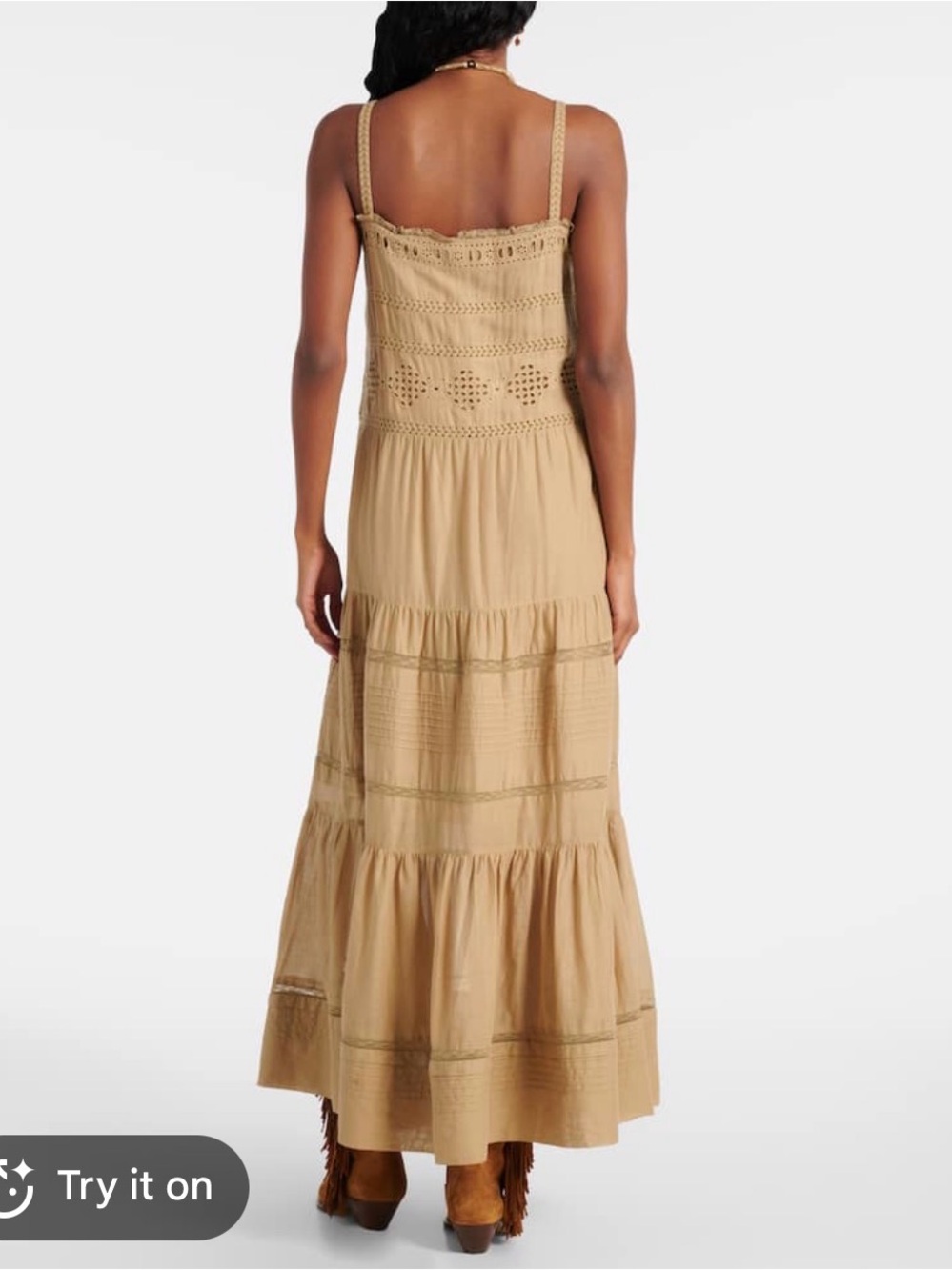 Isabel Marant Sleeveless Button-Front Midi Dress in Olive Beige - Picture 2 of 15